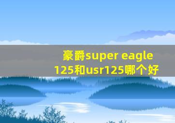 豪爵super eagle125和usr125哪个好